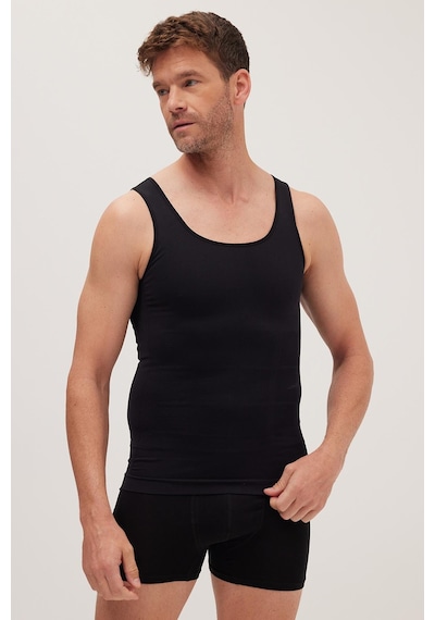 Tudors Erkek Süper Slim Fit Extra Dar Kesim Lastikli Siyah Atlet Korse-41685 Siyah