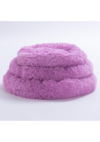 Lila Donut Köpek Yatağı Kedi Yatağı Simit Yatak Anti-stress Pet Yatağı Peluş Yatak M