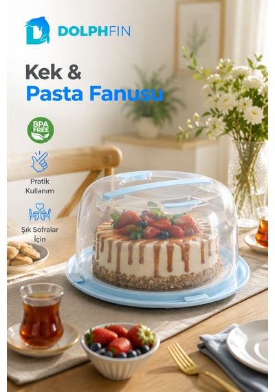 28 Cm Kek Pasta Fanusu Saplı Kilitli Kapaklı Taşıma Ve Saklama Kabı Çok Renkli