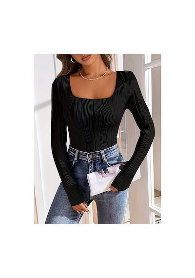 Fashion's Siyah Elastanlı Polyester Pluz Yuksek Bel Uzun Kollu Yuvarlak Yaka Klasik Kesim Örme Kumaş Siyah Fashion's Siyah Elastanlı Polyester Pluz Yuksek Bel Uzun Kollu Yuvarlak Yaka Klasik Kesim Örme Kumaş Siyah