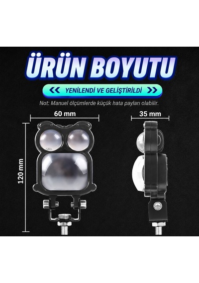Şeytan Göz Tasarım 2 Adet Led Araç/motor Işığı: Çift Renk Beyaz&sarı Güçlü Evrensel Sis Farı