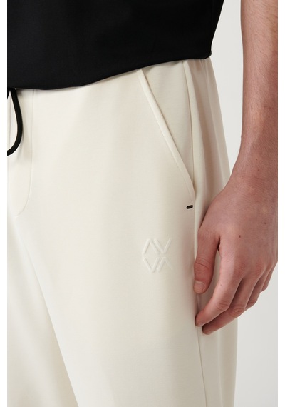 Avva Erkek Ekru Soft Touch Fermuar Paçalı Regular Fit Jogger Eşofman Altı A41y3401 Ekru