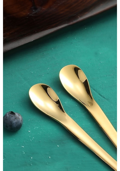 304 Çelik 6 Adet Gold Lüx Modern Görünümlü Çay Kaşığı Cin581sr-6