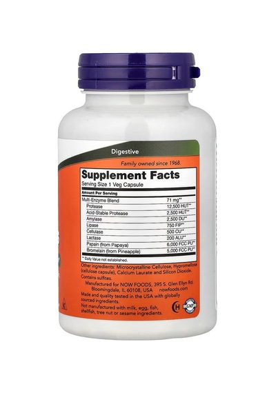 Now Foods Plant Enzymes With Lactase, Protease, Papain, And Bromelain 120 Veg Capsules