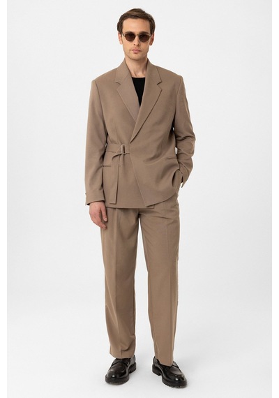 Antioch Kuşaklı Relax Fit Erkek Blazer Ceket Vizon Antioch Kuşaklı Relax Fit Erkek Blazer Ceket Vizon