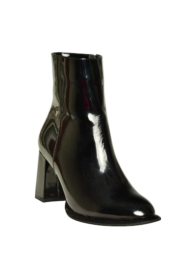 Fox Shoes V590166308 Siyah Rugan Kalın Topuklu Klasik Bot Siyah-Rugan