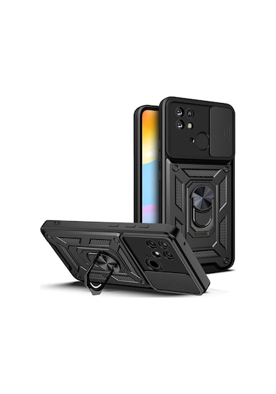 Xiaomi Redmi 10C Kılıf Pars Lens Sürgülü Yüzüklü Standlı Korumalı Kılıf
