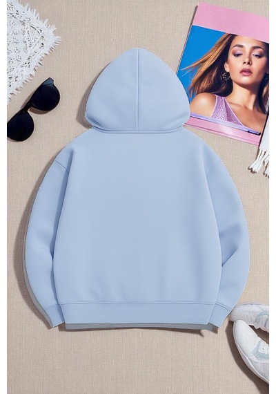 Uyguntarz Unisex Kalp Lolipop Detayli Baskılı Oversize Sweatshirt Bebe Mavisi