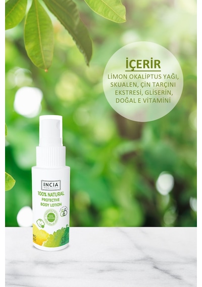 INCIA %100 Doğal Koruyucu Vücut Losyonu Sprey Yenidoğan Bebek Çocuk İçin Limon Okaliptus Vegan 50 ml