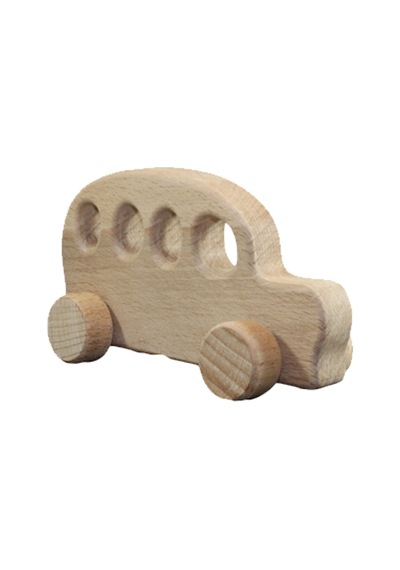 Cwwtoys Dostluk Otobüsü Boyasız Ahşap Oyuncak, Masif Kayın, 18 Ay+