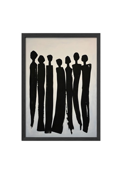 Shadow Line Siyah Ahşap Çerçeveli Poster, Dekoratif Soyut Monokrom Duvar Tablosu