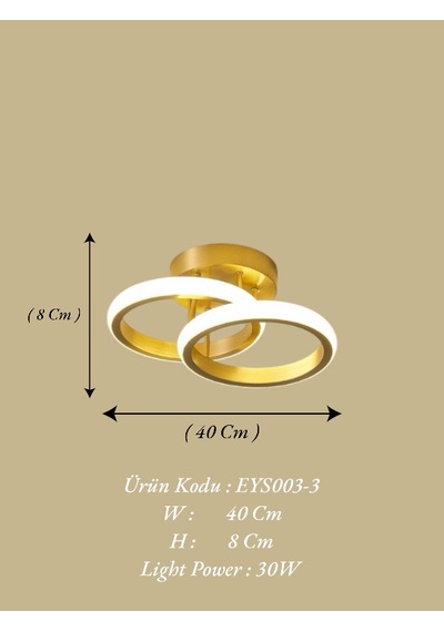 Eskitme İkili Yuvarlak 3 Renk Beyaz&sarı&günışığı Led Avize Eskitme - Gold