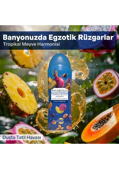 Maxrosa Tropikal Meyveler Duş Jeli 600 Ml X 4 Adet Tropik