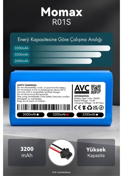Momax R01s 3200mah Robot Süpürge Bataryası G.g