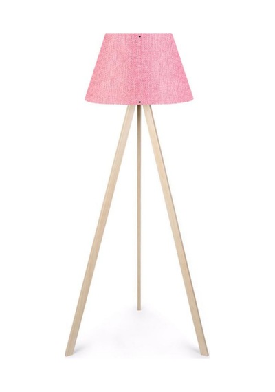 Pratik Ahşap Üç Ayaklı Tripod Lambader Pembe Konik Kumaş Başlık Yatak Odası Köşe Lambası Pembe