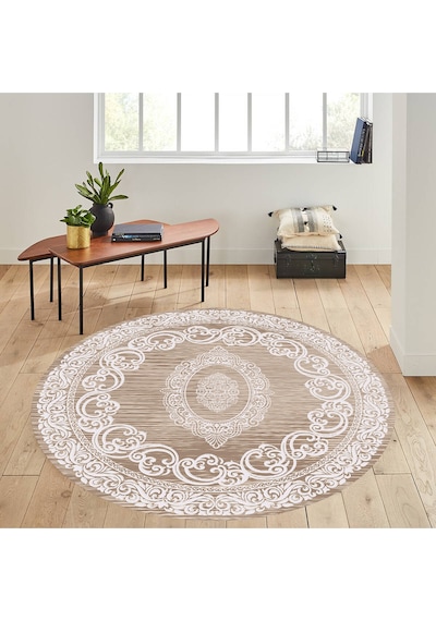 Rovigo Home Dijital Baskı Yıkanabilir Kaymaz Taban Yuvarlak Salon Halısı RVG7290-HK141 Çok Renkli