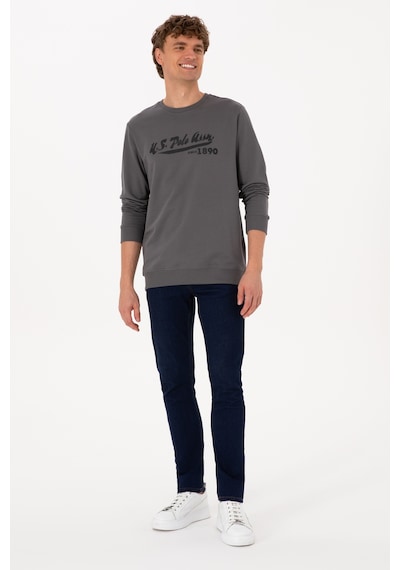 U.S. Polo Assn. Erkek Bisiklet Yaka Regular Fit Gri İnce Sweatshirt 50316315-VR024