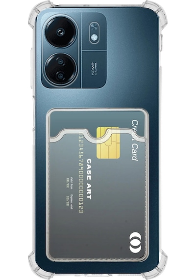 Xiaomi Redmi 13c Kapak Kamera Korumalı Kartlıklı Darbe Emici Özellikli Şeffaf Silikon Kılıf Şeffaf
