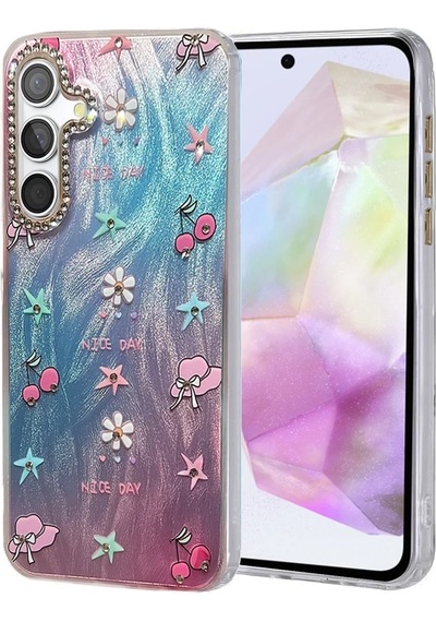 Mey İthalat Samsung Uyumlu Galaxy A35 5g Kılıf Blade Aynalı Desenli Kapak - Desen 4 Mavi