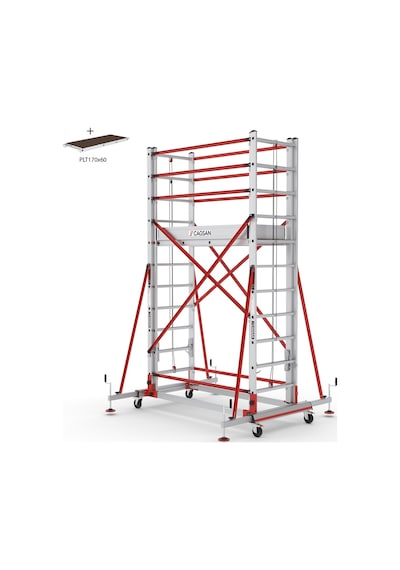 Çağsan 2x11 Basamaklı 6,4 M. Çalışma Yüksekliği Telesafe Xln Premium - İki Parçalı Alüminyum İskele S006 Xln Pr