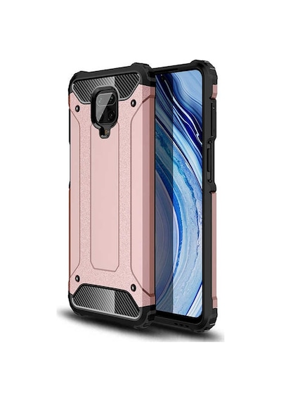 Noktaks - Xiaomi Uyumlu Xiaomi Redmi Note 9s - Kılıf Çift Katman Zırh Tank Crash Military Kapak - Rose Gold