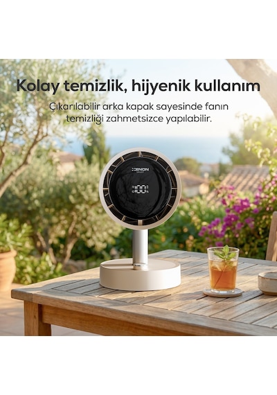 Xenon Smart Taşınabilir Masaüstü Fanı 100 Kademe, Otomatik Salınım, Dijital Ekran, 2000mah, Usb-c X6114