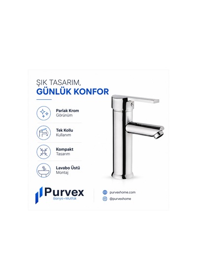 Delta Kompakt Lavabo Bataryası Tek Kollu Banyo Armatürü, Krom