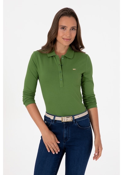 U.S. Polo Assn. Kadın Yeşil Basic Polo Yaka Sweatshırt 50313593-VR054