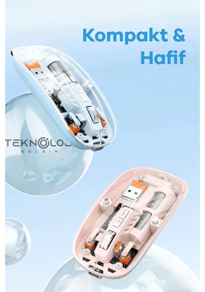 Bluetooth Usb Çift Modlu Sessiz Mouse, Şeffaf Mıknatıslı Kapaklı, Type-c Şarjlı, Dpi Ayarlı, Kablosuz 10m Çekim Mesafeli, Masaüstü Kısayol Tuşlu, Taşınabilir Şarjlı Mouse Siyah Lisinya