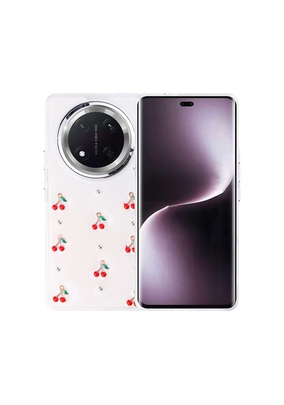 Kilifone - Honor Magic 7 Lite Uyumlu Kılıf Airbag Tasarımlı Simli Şeffaf Kutup Kapak - Kiraz - T37075