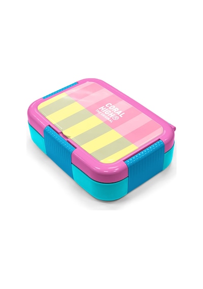 Coral High Kids Pembe Sarı Çizgi Desenli Paslanmaz Çelik Beslenme Kabı 39123 Sarı