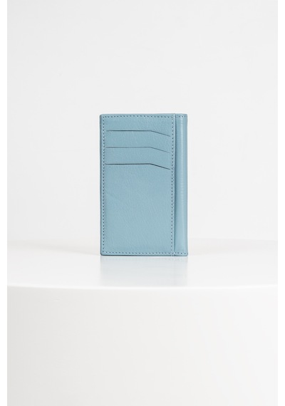 Bayderi Tiffy Hakiki Deri Dikey Kartlık Cüzdan Bebe Mavi