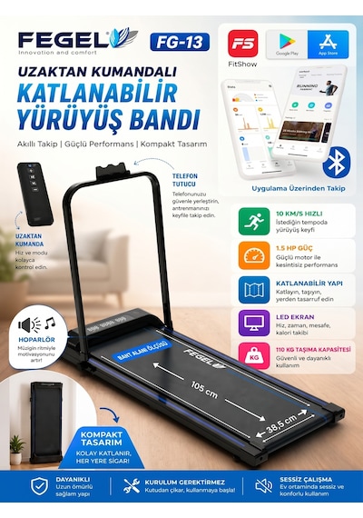 FG-13 Katlanabilir Akıllı Yürüyüş & Koşu Bandı FG-13 Katlanabilir Akıllı Yürüyüş & Koşu Bandı