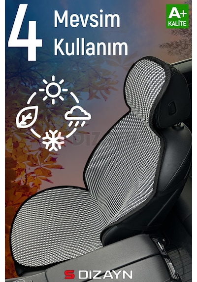 S-dizayn Oto Koltuk Koruyucu Kılıf Set Çizgili Füme Beyaz Universal 2+3 Parça Ön Arka