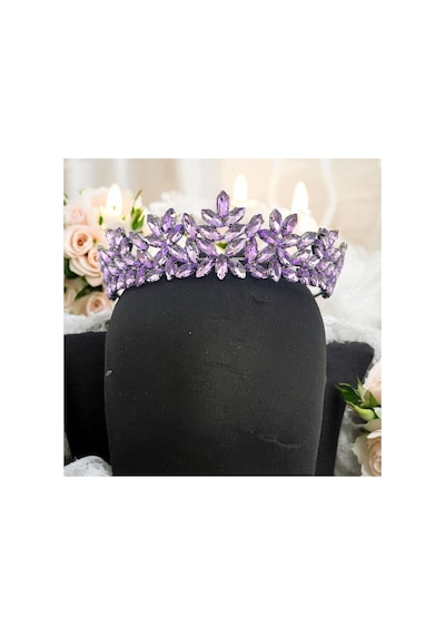 Kristal Taşlı Zarif Gelin,kına,nişan,söz,after,bride,party Taç Lila - 707821550 Lila