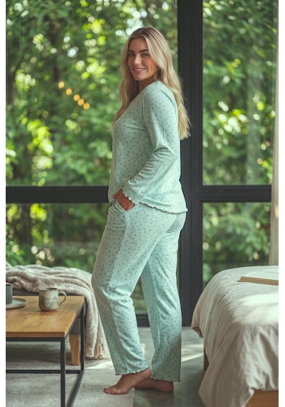 Seboteks Raporlu İnterlok Kumaş Yakası Düğmeli Kışlık Büyük Beden Kadın Pijama Takımı 2900 Yeşil Seboteks Raporlu İnterlok Kumaş Yakası Düğmeli Kışlık Büyük Beden Kadın Pijama Takımı 2900 Yeşil