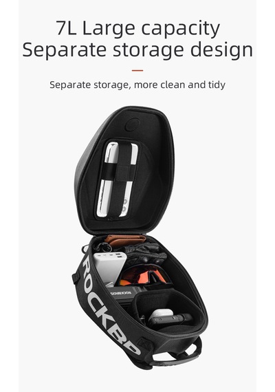Rockbros 7l Sert Kabuk Hard Shell Bölmeli Motosiklet Tank & Kuyruk Çantası Alüminyum - Siyah