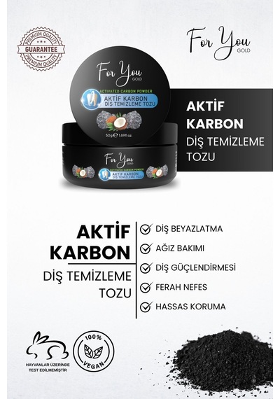 Aktif Karbon Diş Temizleme Tozu 50 Gr Extra Beyazlatıcı Diş Tozu + Nane