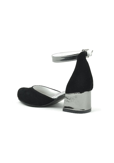 Hapshoe Siyah Platin Kalın Topuklu Kız Çocuk Topuklu Ayakkabı Siyah