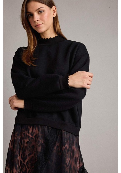 Defacto Bisiklet Yaka Leopar Desenli Sweatshirt G6561ax25wnbk81 Siyah-bk81