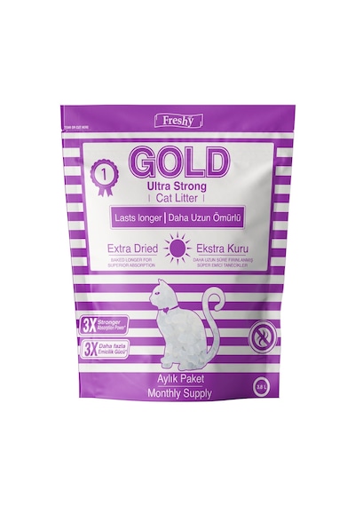 Freshy Gold Ultra Strong Silika Kristal Kedi Kumu 4 x 3800 ML