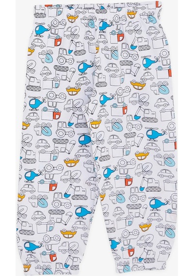 Breeze Girls & Boys Erkek Bebek Pijama Takımı Taşıt Desenli 9 Ay-3 Yaş, Beyaz-beyaz Beyaz