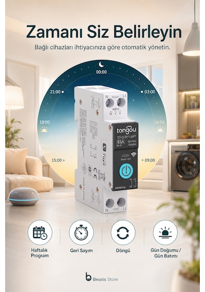 Tongou Tuya 63a Wifi Akıllı Şalter Enerji Takibi, Uzaktan Aç/kapat Ve Programlama