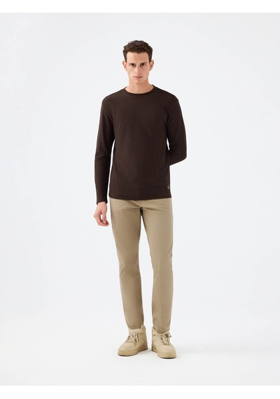 Loft Regular Fit Kahverengi Erkek Uzun Kollu T-shirt Lf2040679 Kahverengi