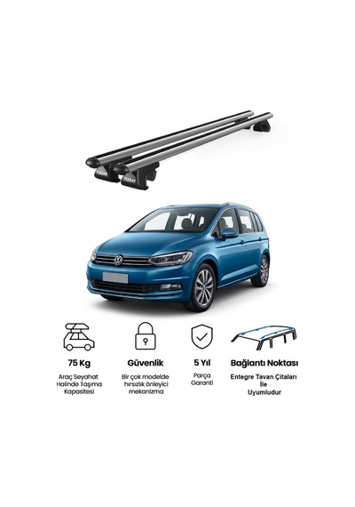 Venüs Volkswagen Touran 2015 Ve Sonrası Uyumlu Gri Ara Atkı Port Bagaj Tavan Barı