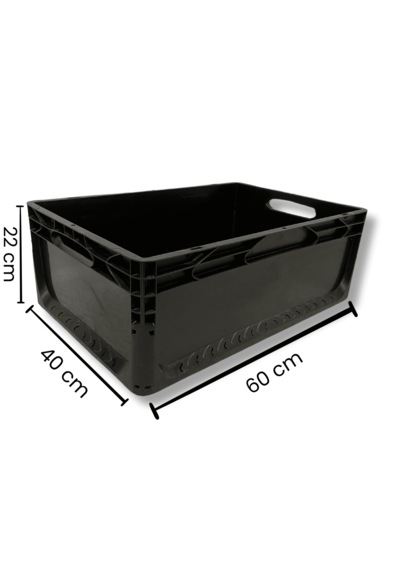 Alpbx 1.kalite Siyah Plastik Kasa 60x40x22 Cm - Kutu 44 Litre Siyah
