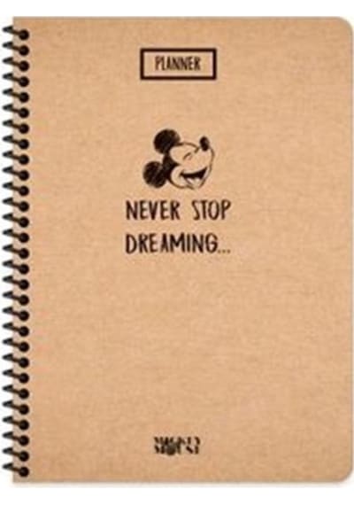 Mickey Mouse 16x22 Cm Çizgisiz Defter Beyaz Sayfa Kraft Kapak 80 Sayfa K1