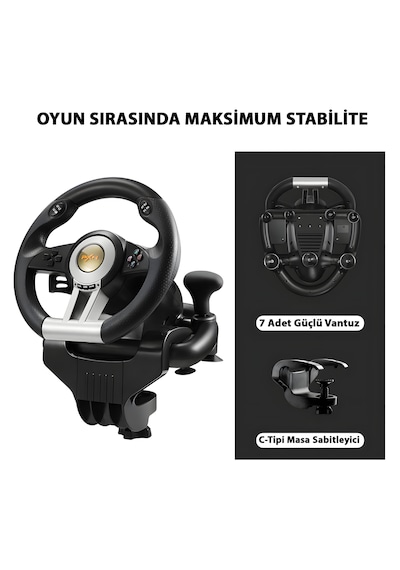 Pxn V3 Pro Ps5 Uyumlu Titreşimli Direksiyon Seti 180 Dönüş, Pedallı, Usb Bağlantılı Yarış Simülasyon Seti Pc/ps4/ps3/ps5/xbox