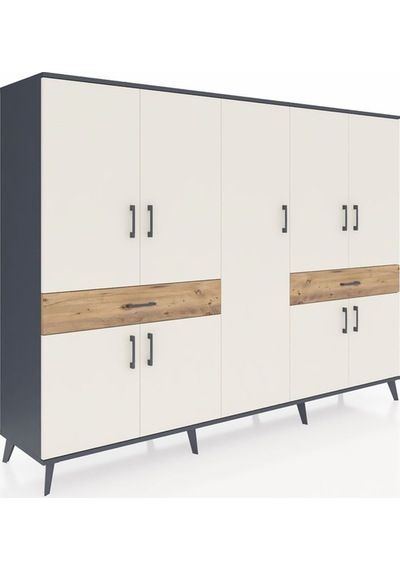 Hyperion Dolap 12 Raflı 2 Çekmeceli 8 Kapaklı 220x44x163 Antrasit Antrasit-aytaşı/çam Hyperion Dolap 12 Raflı 2 Çekmeceli 8 Kapaklı 220x44x163 Antrasit Antrasit-aytaşı/çam