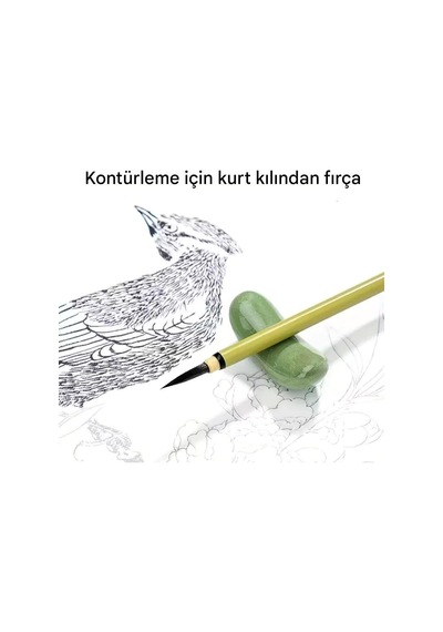 İnce Uçlu Tahrir Fırça Seti, Yüksek Kalite, Kurt Kılı, 3 Farklı Boy, Çini, Seramik, Brush Pen, Çiçek